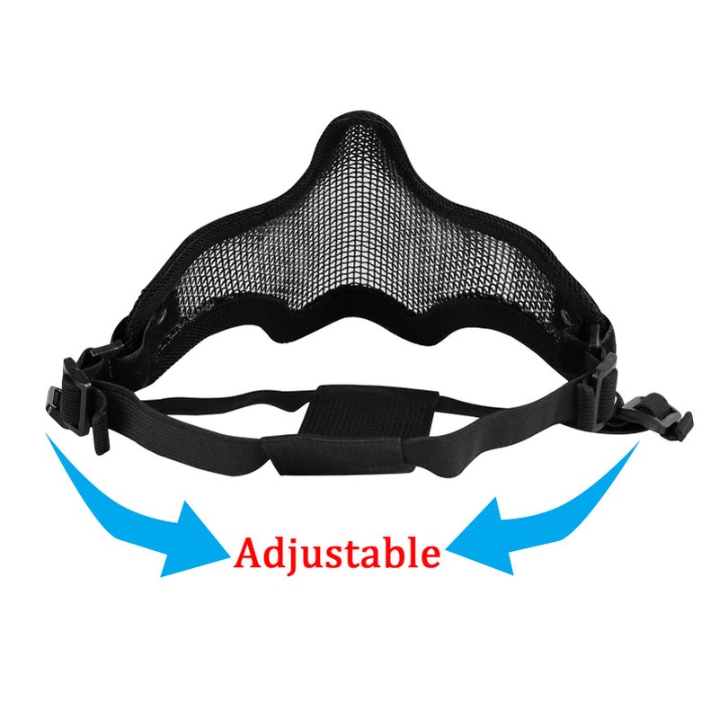 Aoutacc Airsoft Half Face Mask Steel Mesh and Goggles Set, Tactical Masks Protection Gear for Paintball BBS CS Nerf Game Cosplay Halloween Costume Accessories (Black) - Image 3
